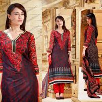 Gleaming Red & Pale Jet Black Salwar Kameez