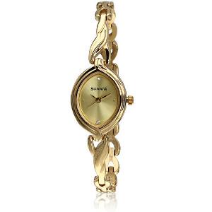 Sonata 8109YM02 Gold/Champagne Analog Watch