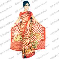 Red Bobby Print Saree