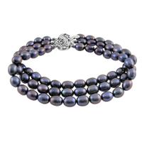 Three String Grey Pearl Bracelet