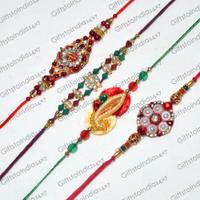 Set of 4 Stones & Beads Rakhis