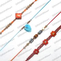 Set of Four Sleek Beads Rakhi