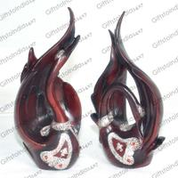 A Pair of Elegant Red Swan Showpieces