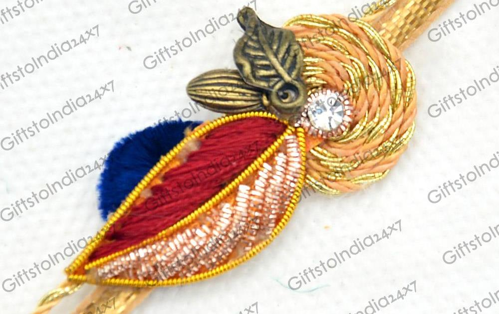 Alluring Golden Zardosi Rakhi | Cheap Rakhi