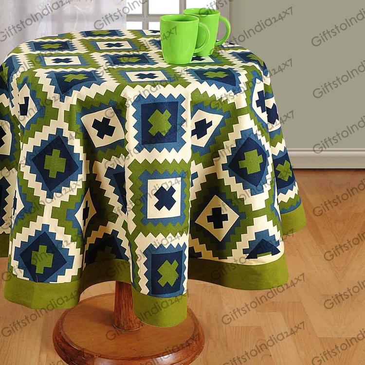Blue and Green Patterned Table Cover