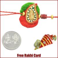 Keri Design Zardosi Rakhi with Free Silver Coin