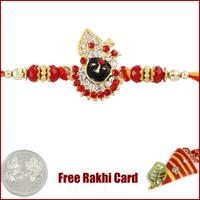 Jewelled Lord Krishna Rakhi with Free Silver Coin