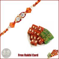 1 Rakhi, Halwa Selection Box & Coin