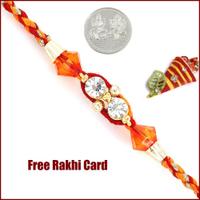 Twin Stone Rakhi with Free Silver Coin