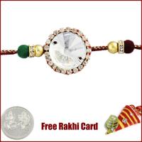 Stone Studded Circle Rakhi with Free Silver Coin