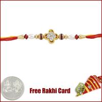 Flower Diamond Rakhi with Free Silver Coin