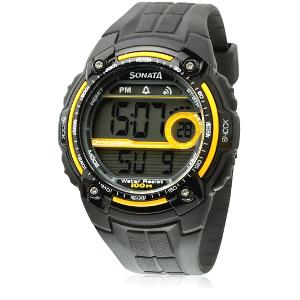 Sonata Nd7990Pp02J Black/Grey Digital Watch Watches (Him)