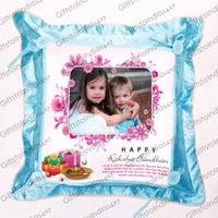 Alluring Blue Personalized Pillow For Rakhi