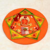 Unique Orange Ganapati Rakhi Thali