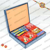 Wooden Chest of Chocolates with Rakhi