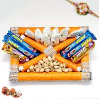 Delicious Choco and Dry Fruits Treat with Rakhi
