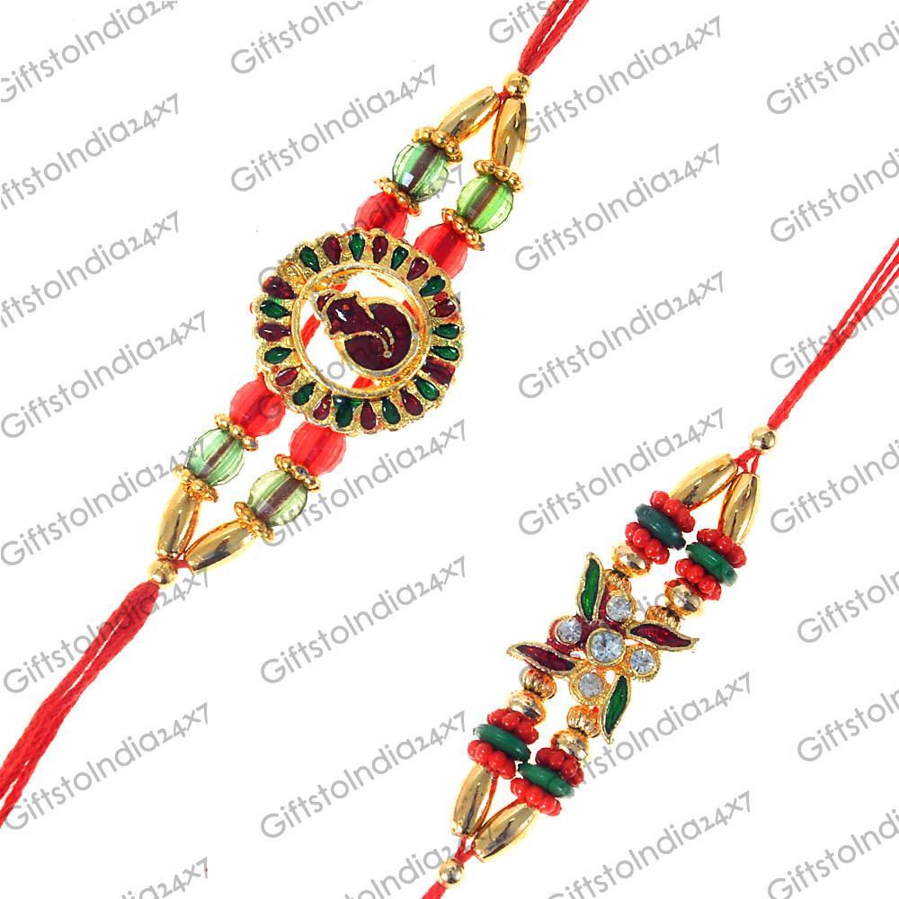 A Pair of Rakhis with Intricate Artwork Cheap Rakhi