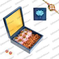 Kaju Kalash and Almonds in Lotus Wooden Box