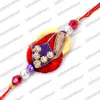 Stone Studded Zari Rakhi