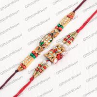 Stone Studded and Flowery Rakhi Bracelet