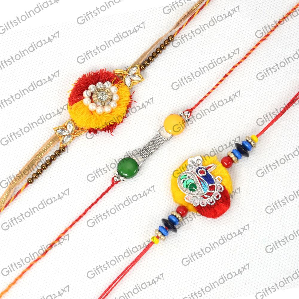 Set of Three Adorable Rakhis | Cheap Rakhi