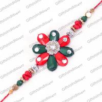 Red and Green Flower Rakhi