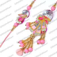 Pink Decorated Rakhi pair for Bhaiya and Bhabhi