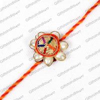 Orange Pearl Floral Rakhi