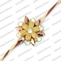 Golden Sparkling Flower Rakhi