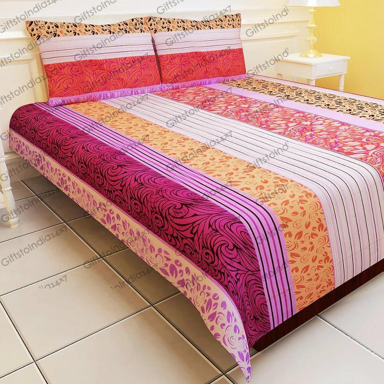 Multi-Coloured bedsheet, Leaf Prints