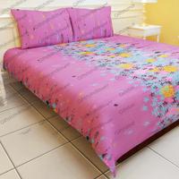 Mauve Bedsheet with Flowers & Leaves