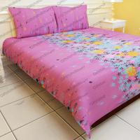 Mauve Bedsheet with Flowers & Leaves