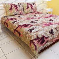 Dark cream color bed sheet with Rose print
