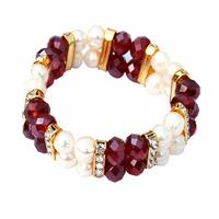 Pearl Bracelet with Red Stones