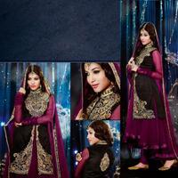 Black & Purple Jacket Style Asymmetric Salwar Kameez