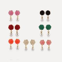 Colorful Floral Pearl Earrings