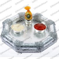 Silver Colored Handmade Thali