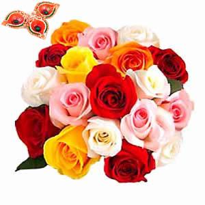 Fascinating Mixed Rose Bouquet with Diyas