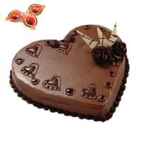 1 kg Heart Shaped Chocolate Cake with Diyas