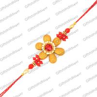 Golden Floral Beads Rakhi