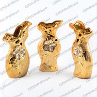 Exquisite Golden Flower Vases Set