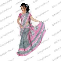 Ethenic Printed Jacquard Crepe Saree