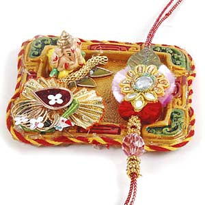 Terracotta Cute Thali with Rakhi