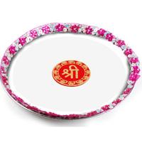 steel designed thali with Lace