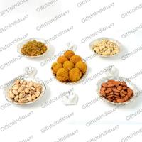 Laddoo and Dry Fruits Hamper with Diyas