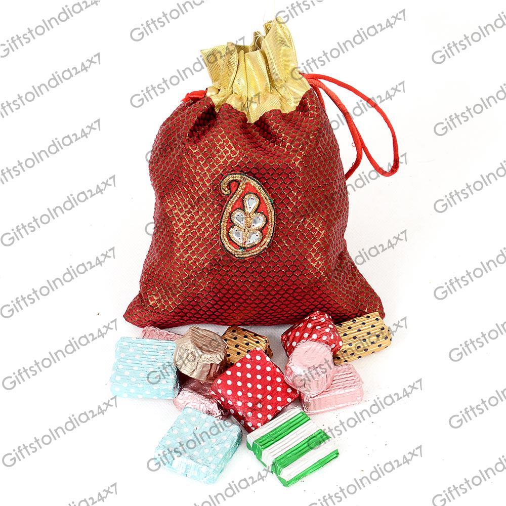 Beautiful Handmade Chocolates in Potli Gift Baskets