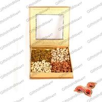 Dry Fruits in Golden Box with Diyas