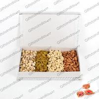 Attractive White Box Dry Fruits with Diyas