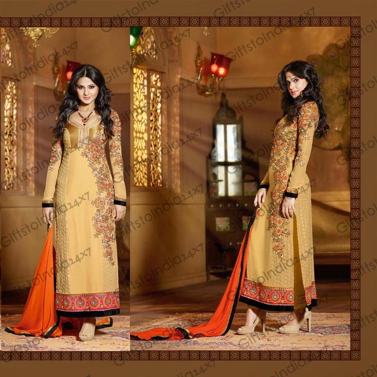 Classy Cream Straight Cut Salwar Kameez