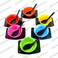 Multicolor Soup Bowl with Saucer Set